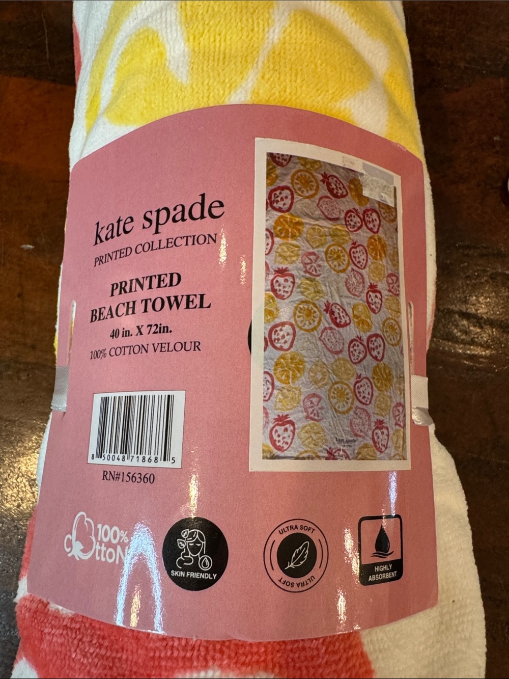 kate spade Yellow and Pink Citrus Print Beach Towel
